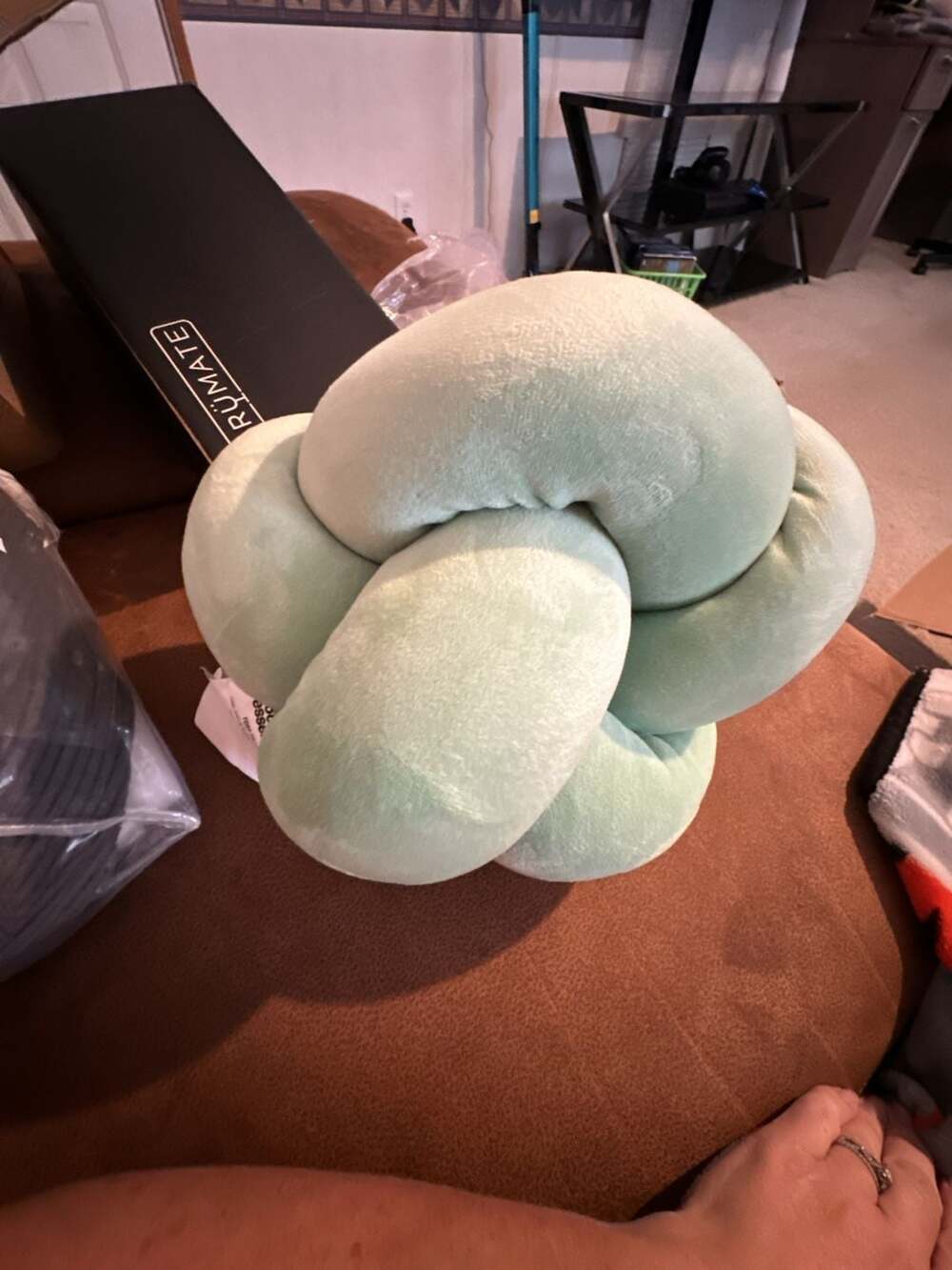 Room Essentials 10" Knotted Plush Throw Pillow Green